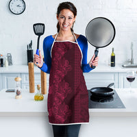 Burgundy Hibiscus Monstera Seamless Kakau Hawaii Apron