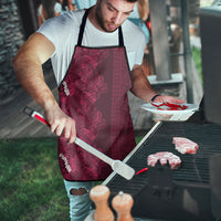 Burgundy Hibiscus Monstera Seamless Kakau Hawaii Apron