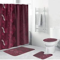 Burgundy Hibiscus Monstera Seamless Kakau Hawaii Bathroom Set