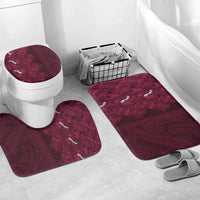Burgundy Hibiscus Monstera Seamless Kakau Hawaii Bathroom Set