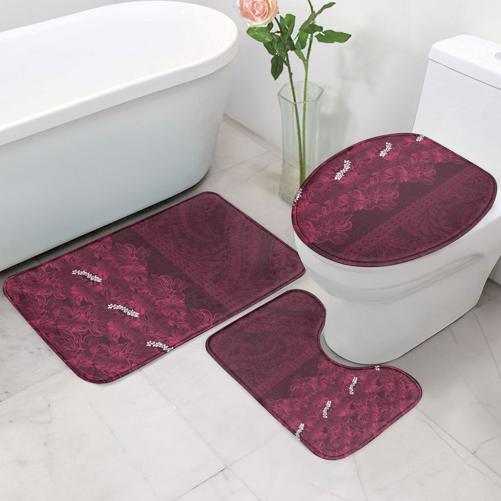 Burgundy Hibiscus Monstera Seamless Kakau Hawaii Bathroom Set