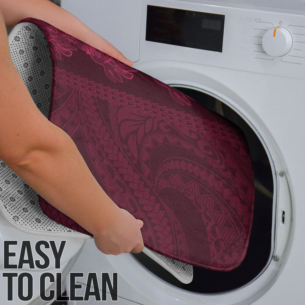 Burgundy Hibiscus Monstera Seamless Kakau Hawaii Bathroom Set