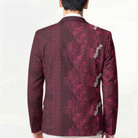Burgundy Hibiscus Monstera Seamless Kakau Hawaii Blazer LT14 - Polynesian Pride