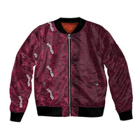 Burgundy Hibiscus Monstera Seamless Kakau Hawaii Bomber Jacket
