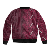 Burgundy Hibiscus Monstera Seamless Kakau Hawaii Bomber Jacket
