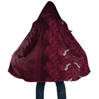 Burgundy Hibiscus Monstera Seamless Kakau Hawaii Cloak