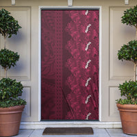 Burgundy Hibiscus Monstera Seamless Kakau Hawaii Door Cover LT14 Burgundy - Polynesian Pride