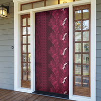 Burgundy Hibiscus Monstera Seamless Kakau Hawaii Door Cover LT14 - Polynesian Pride