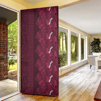 Burgundy Hibiscus Monstera Seamless Kakau Hawaii Door Cover LT14 - Polynesian Pride