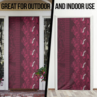 Burgundy Hibiscus Monstera Seamless Kakau Hawaii Door Cover LT14 - Polynesian Pride
