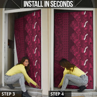 Burgundy Hibiscus Monstera Seamless Kakau Hawaii Door Cover LT14 - Polynesian Pride