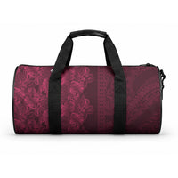 Burgundy Hibiscus Monstera Seamless Kakau Hawaii Duffle Bag