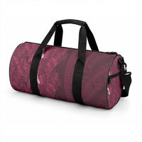 Burgundy Hibiscus Monstera Seamless Kakau Hawaii Duffle Bag