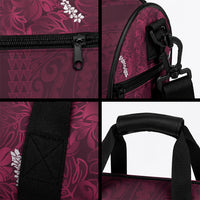 Burgundy Hibiscus Monstera Seamless Kakau Hawaii Duffle Bag