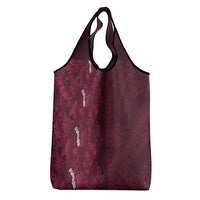 Burgundy Hibiscus Monstera Seamless Kakau Hawaii Grocery Bag LT14 - Polynesian Pride