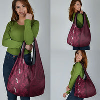 Burgundy Hibiscus Monstera Seamless Kakau Hawaii Grocery Bag LT14 - Polynesian Pride