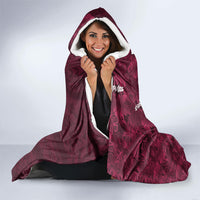 Burgundy Hibiscus Monstera Seamless Kakau Hawaii Hooded Blanket LT14 - Polynesian Pride