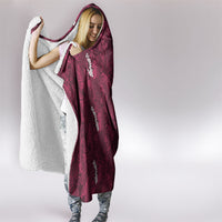 Burgundy Hibiscus Monstera Seamless Kakau Hawaii Hooded Blanket LT14 - Polynesian Pride