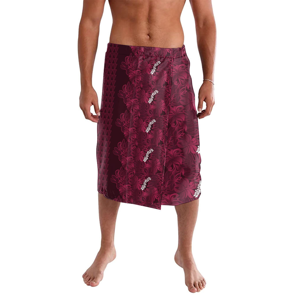 Burgundy Hibiscus Monstera Seamless Kakau Hawaii Lavalava