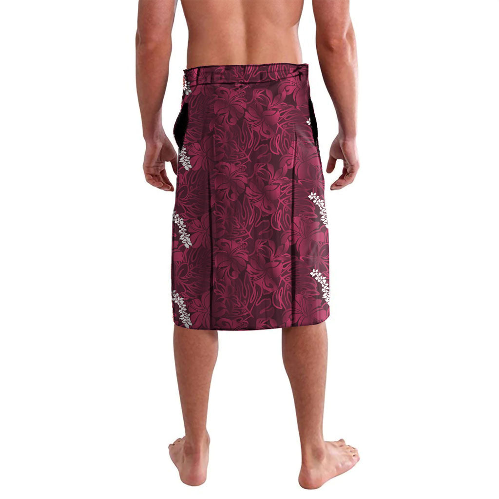 Burgundy Hibiscus Monstera Seamless Kakau Hawaii Lavalava
