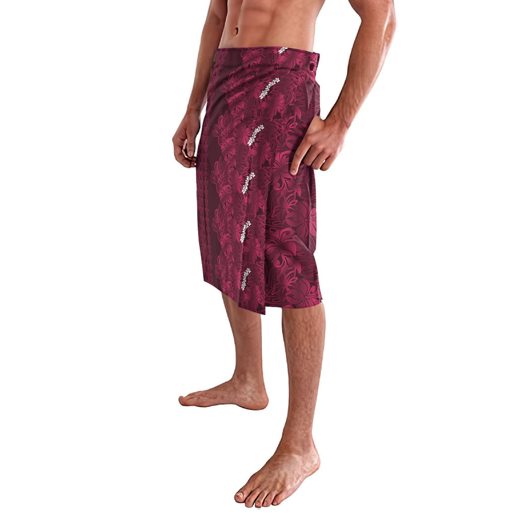 Burgundy Hibiscus Monstera Seamless Kakau Hawaii Lavalava