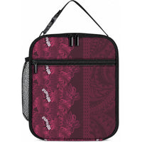 Burgundy Hibiscus Monstera Seamless Kakau Hawaii Lunch Bag