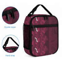 Burgundy Hibiscus Monstera Seamless Kakau Hawaii Lunch Bag