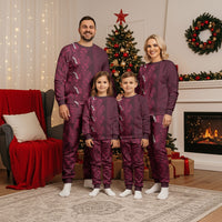 Burgundy Hibiscus Monstera Seamless Kakau Hawaii Christmas Pajama Set LT14 - Polynesian Pride