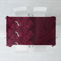 Burgundy Hibiscus Monstera Seamless Kakau Hawaii Tablecloth