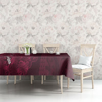 Burgundy Hibiscus Monstera Seamless Kakau Hawaii Tablecloth
