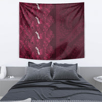 Burgundy Hibiscus Monstera Seamless Kakau Hawaii Tapestry