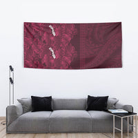 Burgundy Hibiscus Monstera Seamless Kakau Hawaii Tapestry
