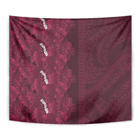 Burgundy Hibiscus Monstera Seamless Kakau Hawaii Tapestry
