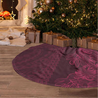 Burgundy Hibiscus Monstera Seamless Kakau Hawaii Tree Skirt