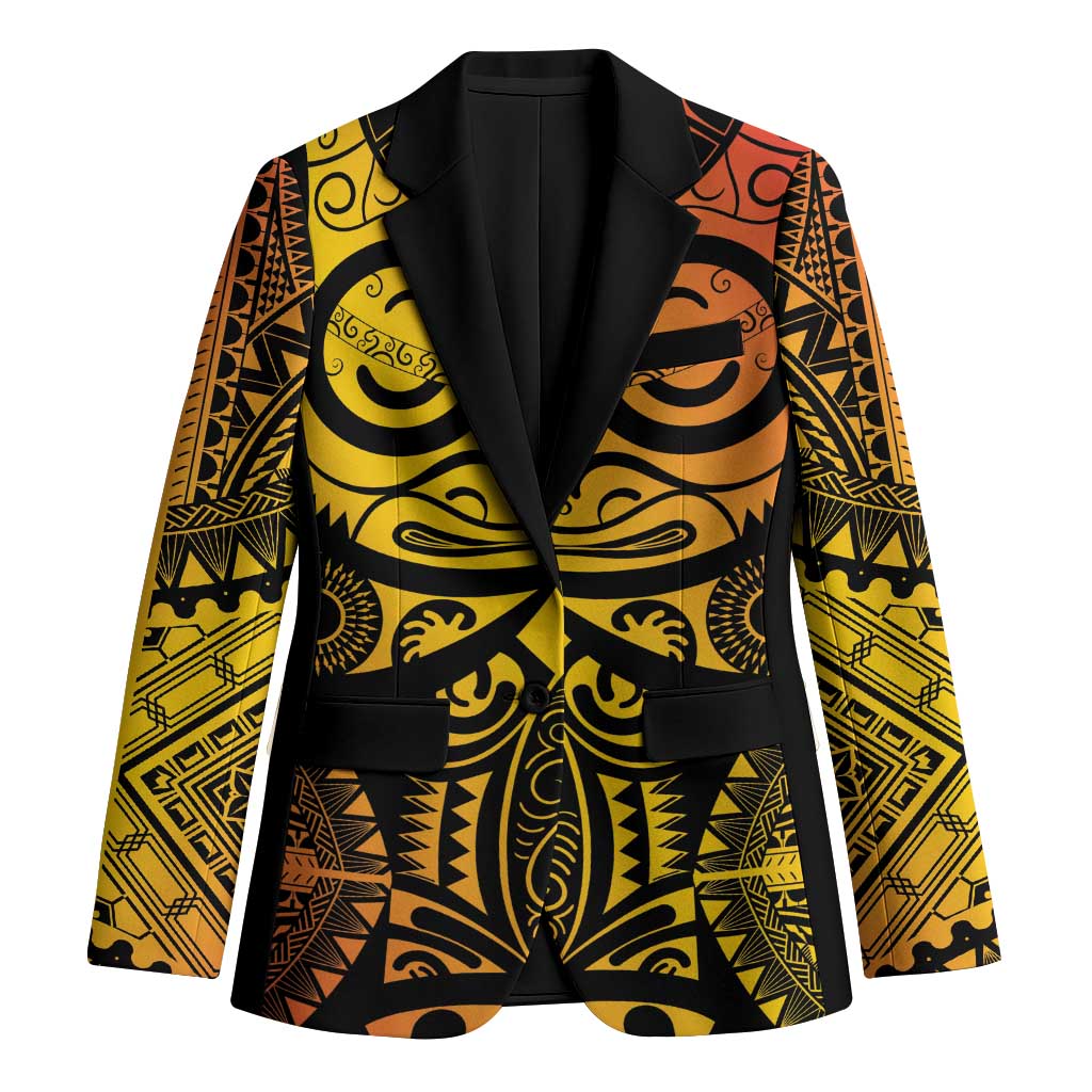 Marquesas Islands Blazer Marquesan Tattoo Yellow Gradient LT14 Unisex Yellow - Polynesian Pride