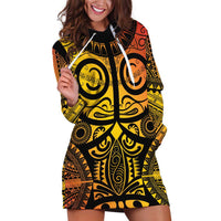 Marquesas Islands Hoodie Dress Marquesan Tattoo Yellow Gradient LT14 Yellow - Polynesian Pride