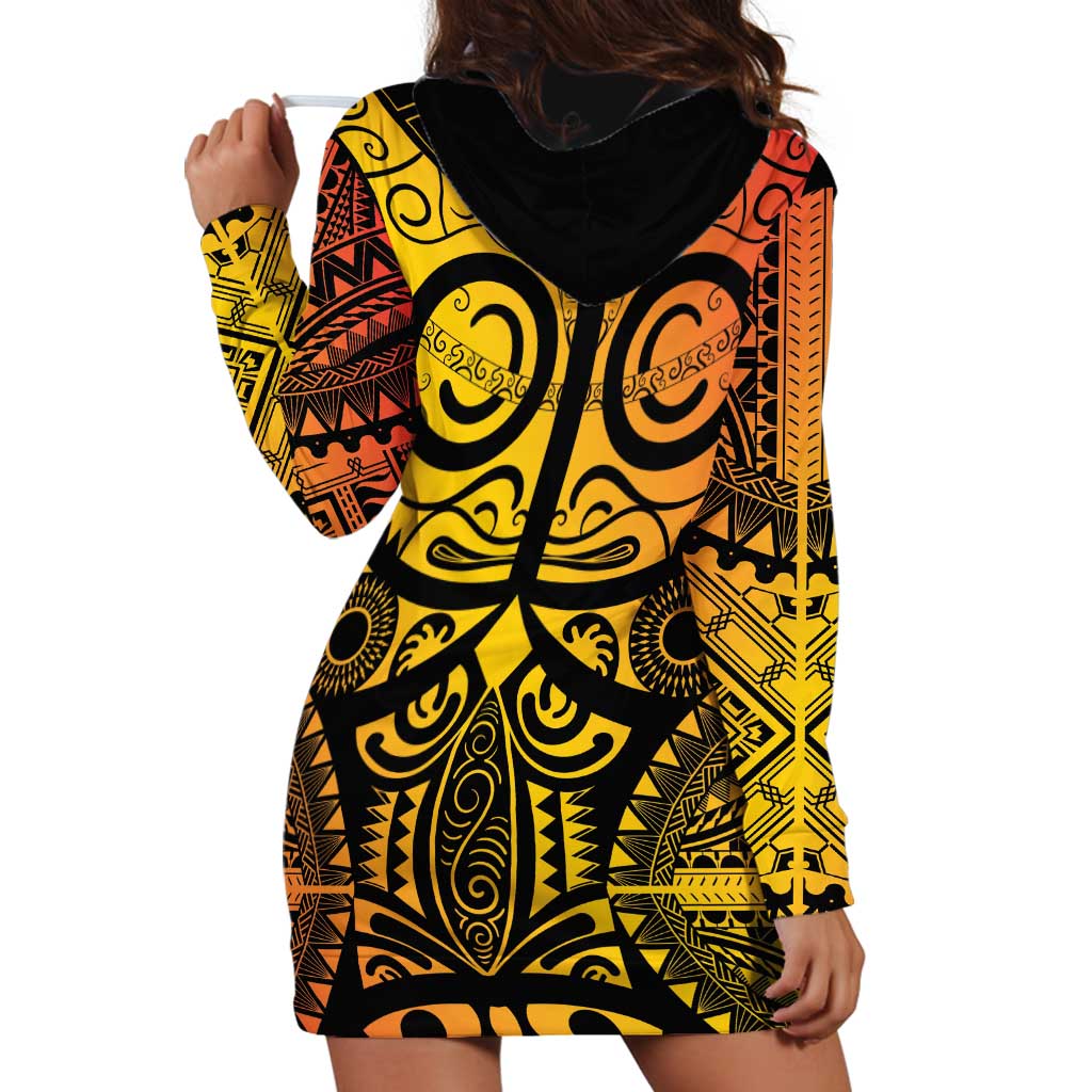 Marquesas Islands Hoodie Dress Marquesan Tattoo Yellow Gradient LT14 - Polynesian Pride