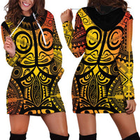 Marquesas Islands Hoodie Dress Marquesan Tattoo Yellow Gradient LT14 - Polynesian Pride