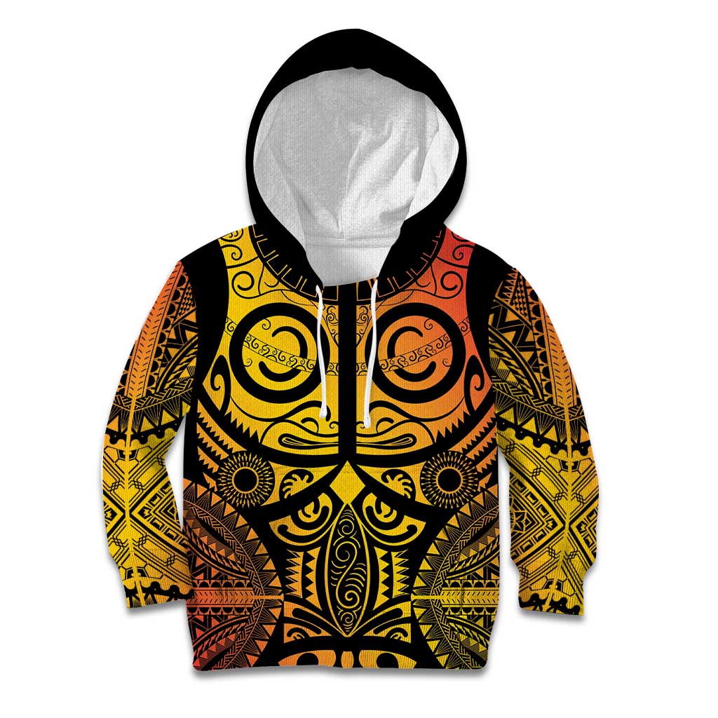 Marquesas Islands Kid Hoodie Marquesan Tattoo Yellow Gradient LT14 Hoodie Yellow - Polynesian Pride
