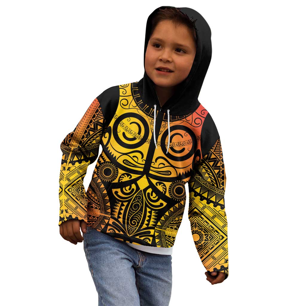 Marquesas Islands Kid Hoodie Marquesan Tattoo Yellow Gradient LT14 - Polynesian Pride