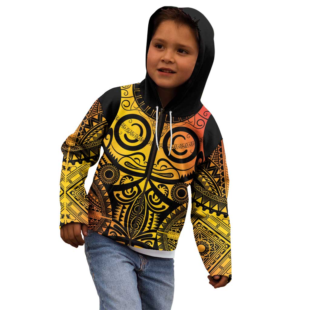 Marquesas Islands Kid Hoodie Marquesan Tattoo Yellow Gradient LT14 - Polynesian Pride