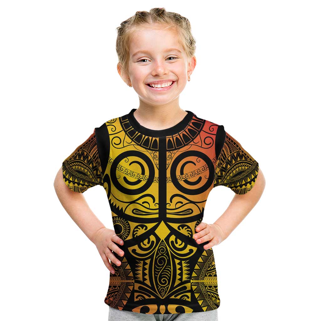 Marquesas Islands Kid T Shirt Marquesan Tattoo Yellow Gradient LT14 Yellow - Polynesian Pride
