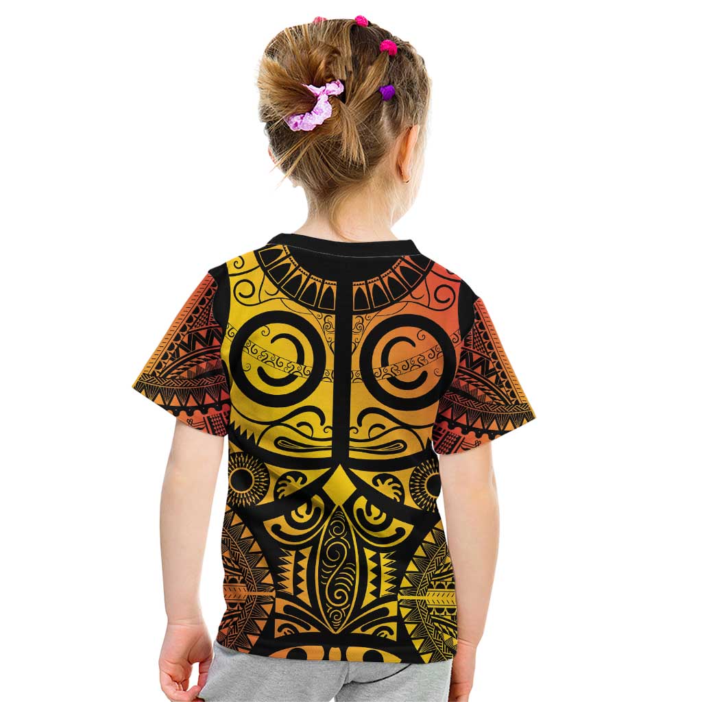 Marquesas Islands Kid T Shirt Marquesan Tattoo Yellow Gradient LT14 - Polynesian Pride