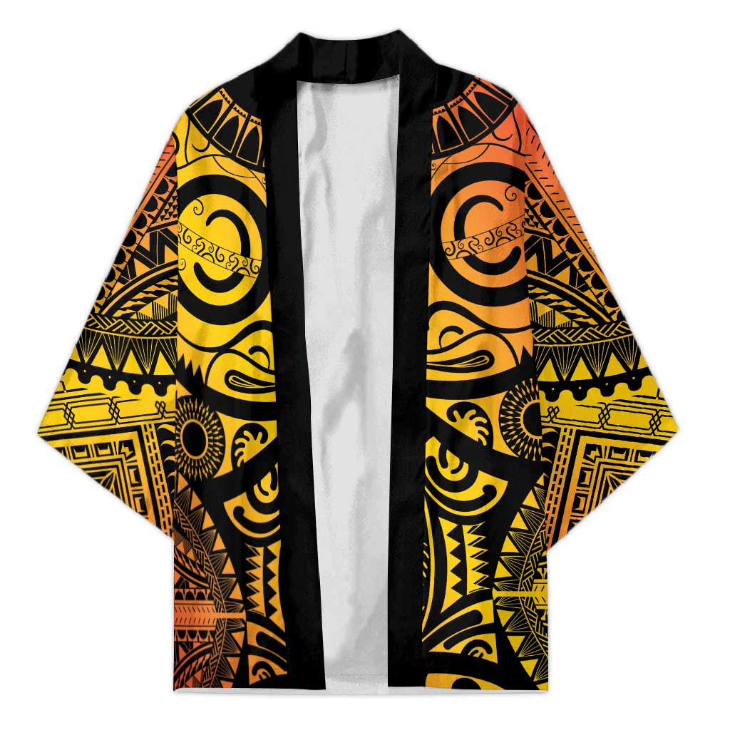 Marquesas Islands Kimono Marquesan Tattoo Yellow Gradient LT14 Unisex Yellow - Polynesian Pride