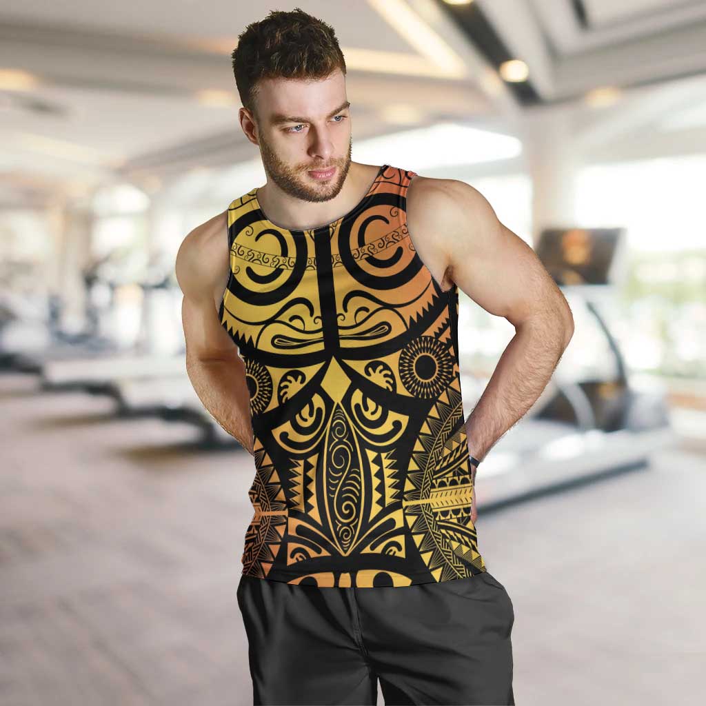 Marquesas Islands Men Tank Top Marquesan Tattoo Yellow Gradient LT14 Yellow - Polynesian Pride