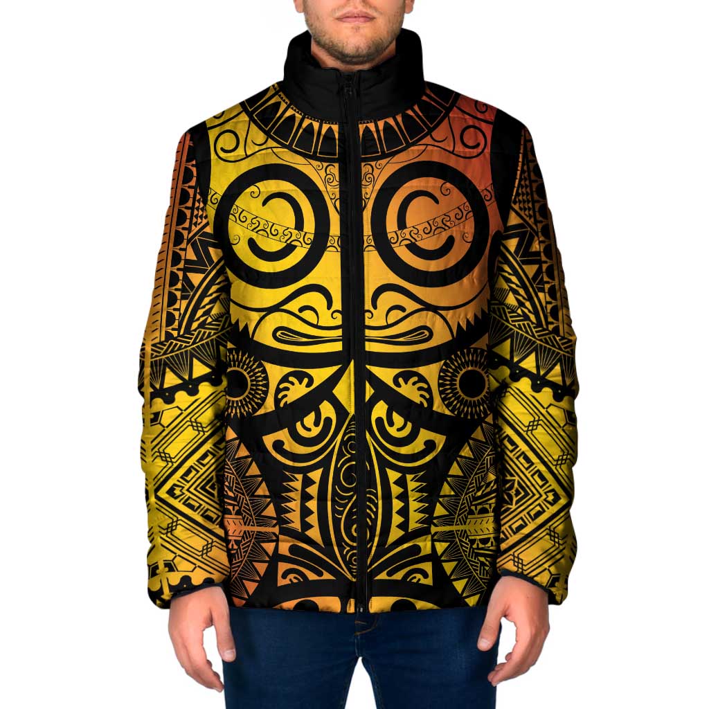 Marquesas Islands Padded Jacket Marquesan Tattoo Yellow Gradient LT14 Men Yellow - Polynesian Pride