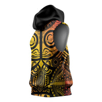 Marquesas Islands Sleeveless Hoodie Marquesan Tattoo Yellow Gradient LT14 - Polynesian Pride