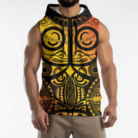 Marquesas Islands Sleeveless Hoodie Marquesan Tattoo Yellow Gradient LT14 - Polynesian Pride