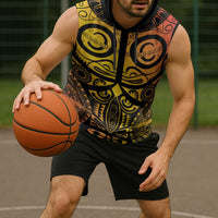 Marquesas Islands Sleeveless Hoodie Marquesan Tattoo Yellow Gradient LT14 - Polynesian Pride