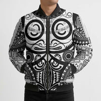 Marquesas Islands Bomber Puffer Jacket Marquesan Tattoo Black White Color LT14 - Polynesian Pride